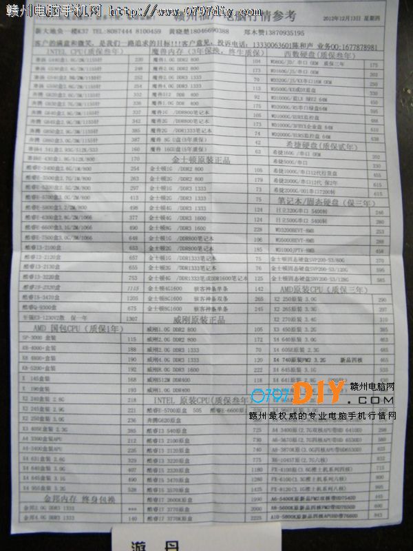 20121213ոݸCPU Ӳ ڴ汨