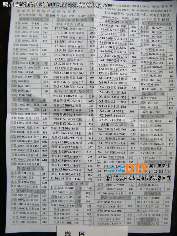 20121213ոʢCPU Ӳ ڴ汨