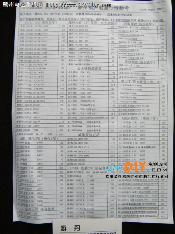 20121215ոݸCPU Ӳ ڴ汨